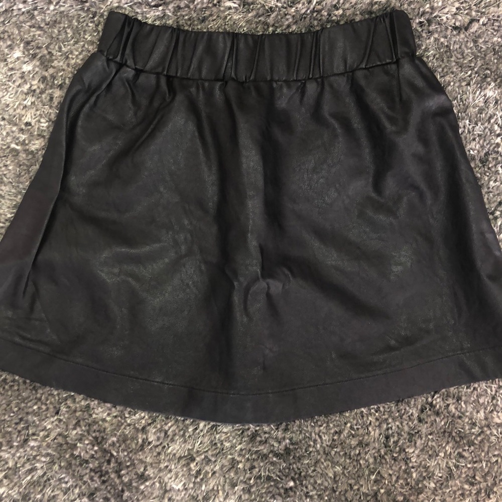 Black Flare Leather Skirt